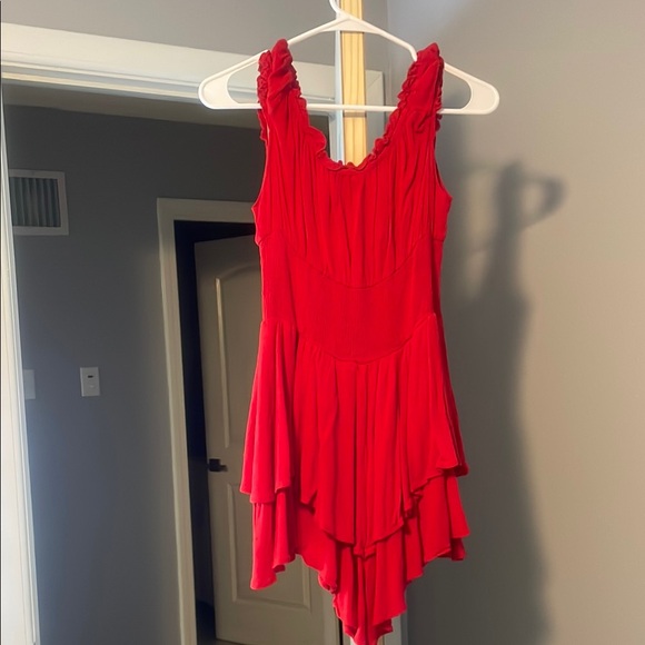 Red Ruffled Layered Dress - Picture 3 of 7